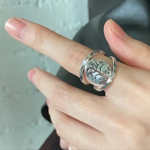 925 Silver Plated Tree Of Life Ring. Size : 7, 8. - Picture 5 of 6